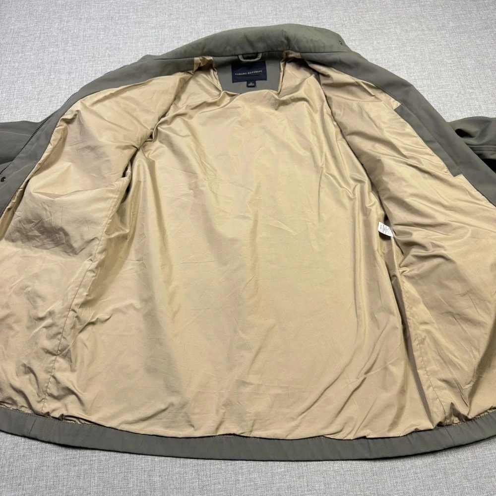 Banana‎ Republic Military Jacket Mens Medium Green Lined Full Zip Pockets Canvas